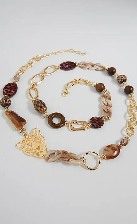  GRIOL. Колье Кожаный Лео1 Коричневый 