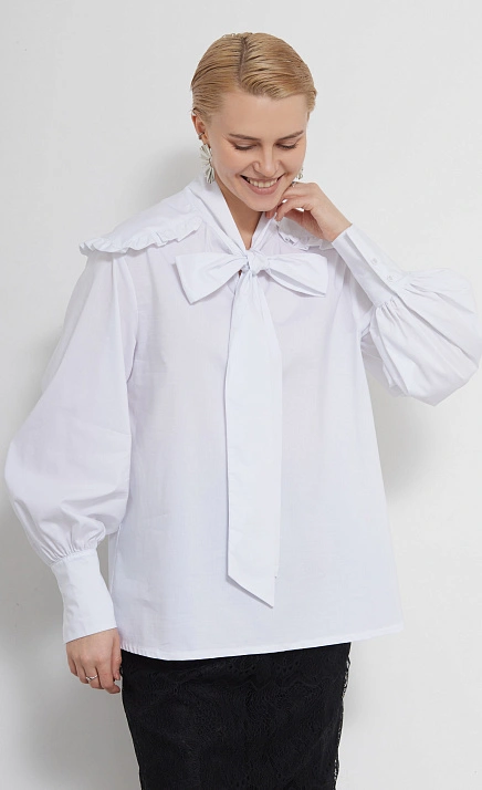 Блуза oversize с воротником-аскот GRIOL