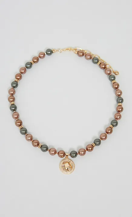  GRIOL. Колье Кожаный Лео2 Коричневый 