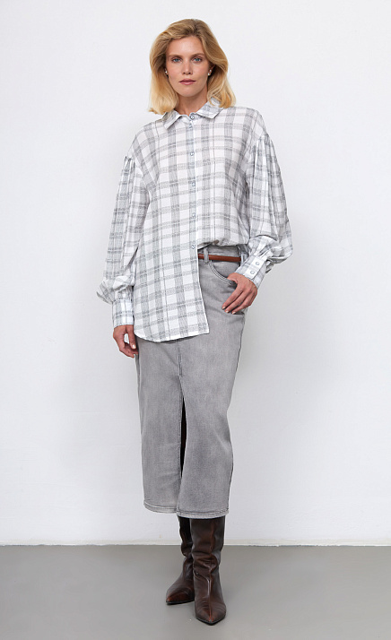 Рубашка в клетку с рукавами-буфами GRIOL